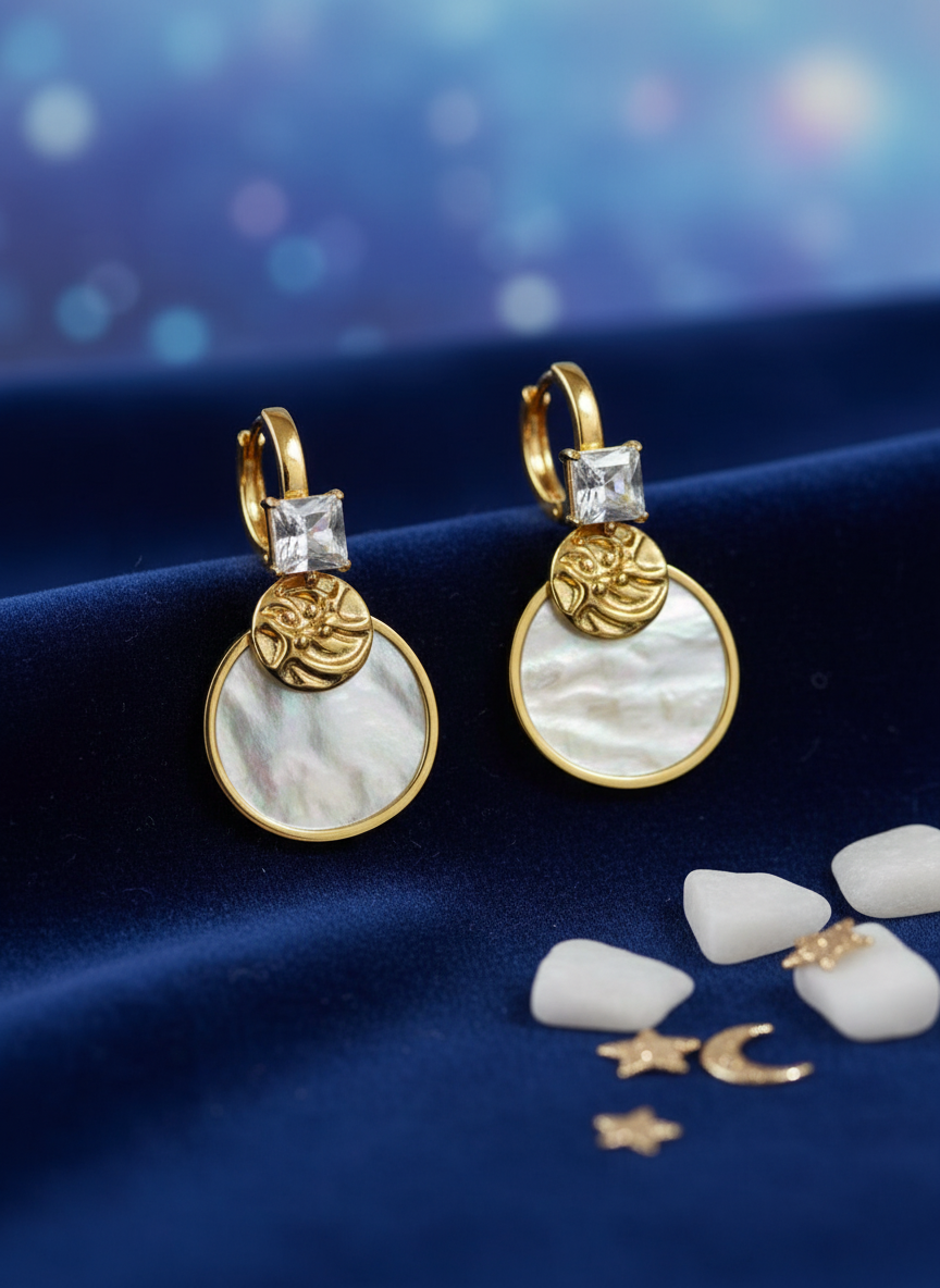 Celestial Moon Earrings in Luxurious Setting