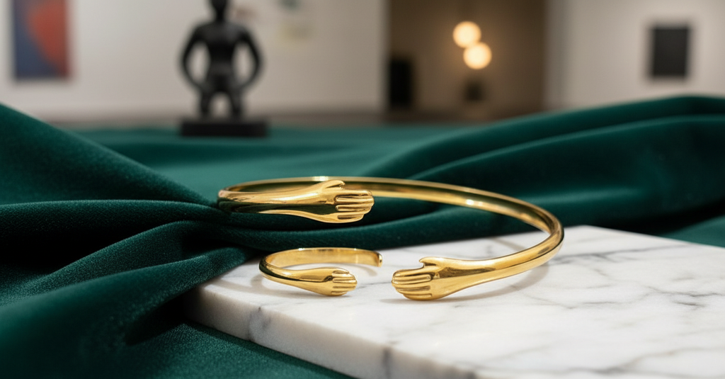 Gold Hand Motif Jewelry Set in Luxurious Setting