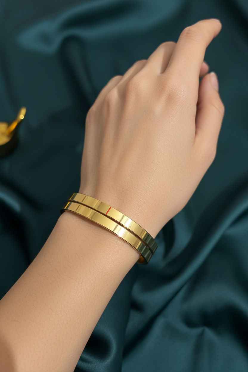 Gold-Tone Bangles on Model Hand