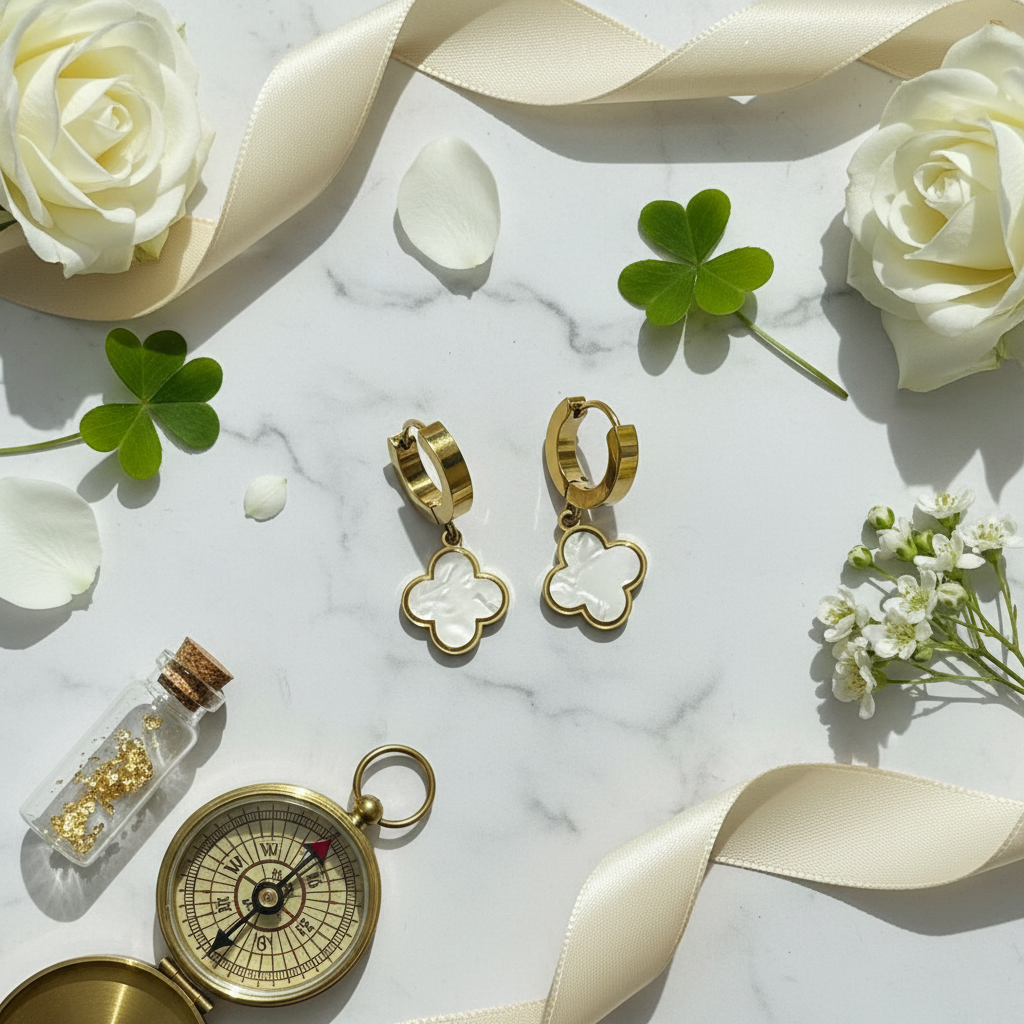 Lucky Clover Hoops - Styled Editorial Image
