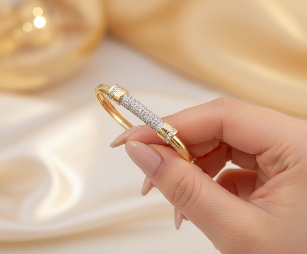 Luxe Crystal Pavé Gold Bangle