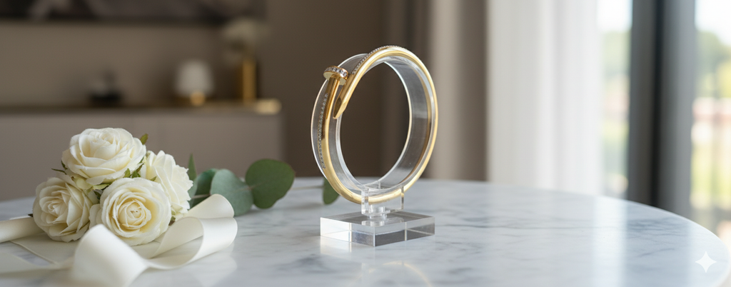 The Helix Gold Bangle in Fresh Luxurious Setting