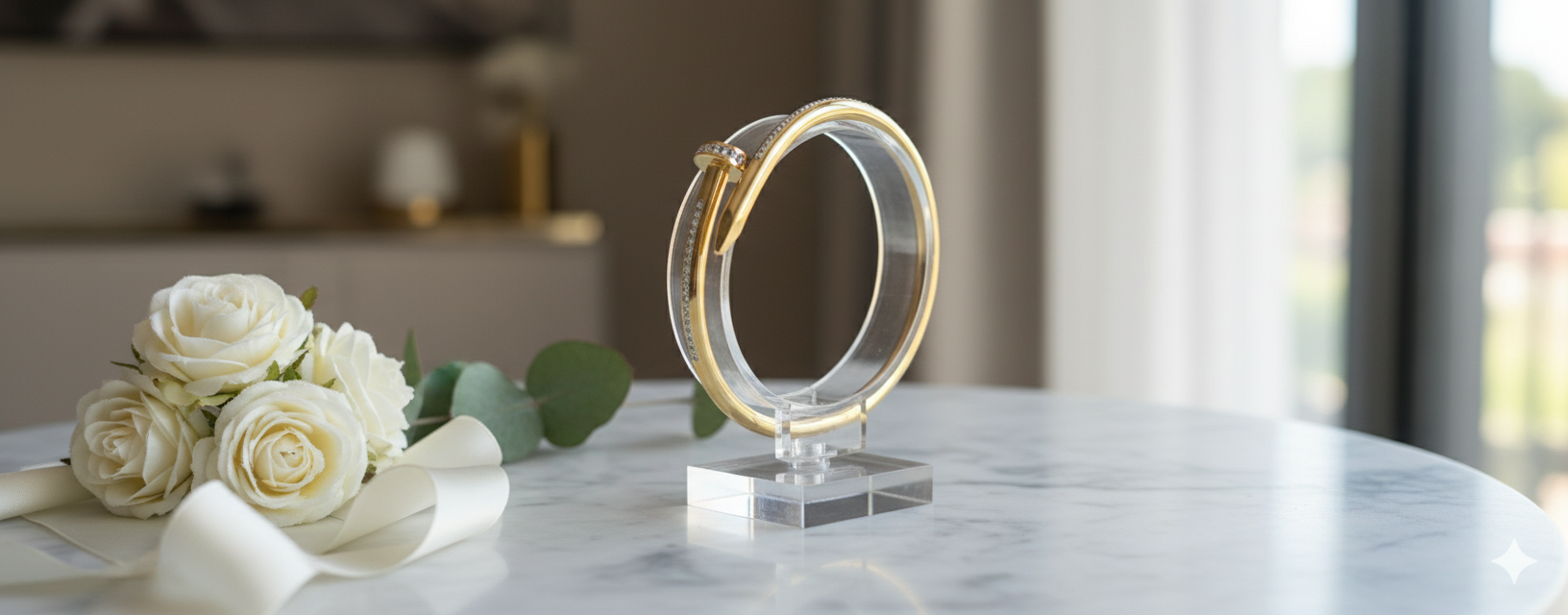 The Helix Gold Bangle in Fresh Luxurious Setting
